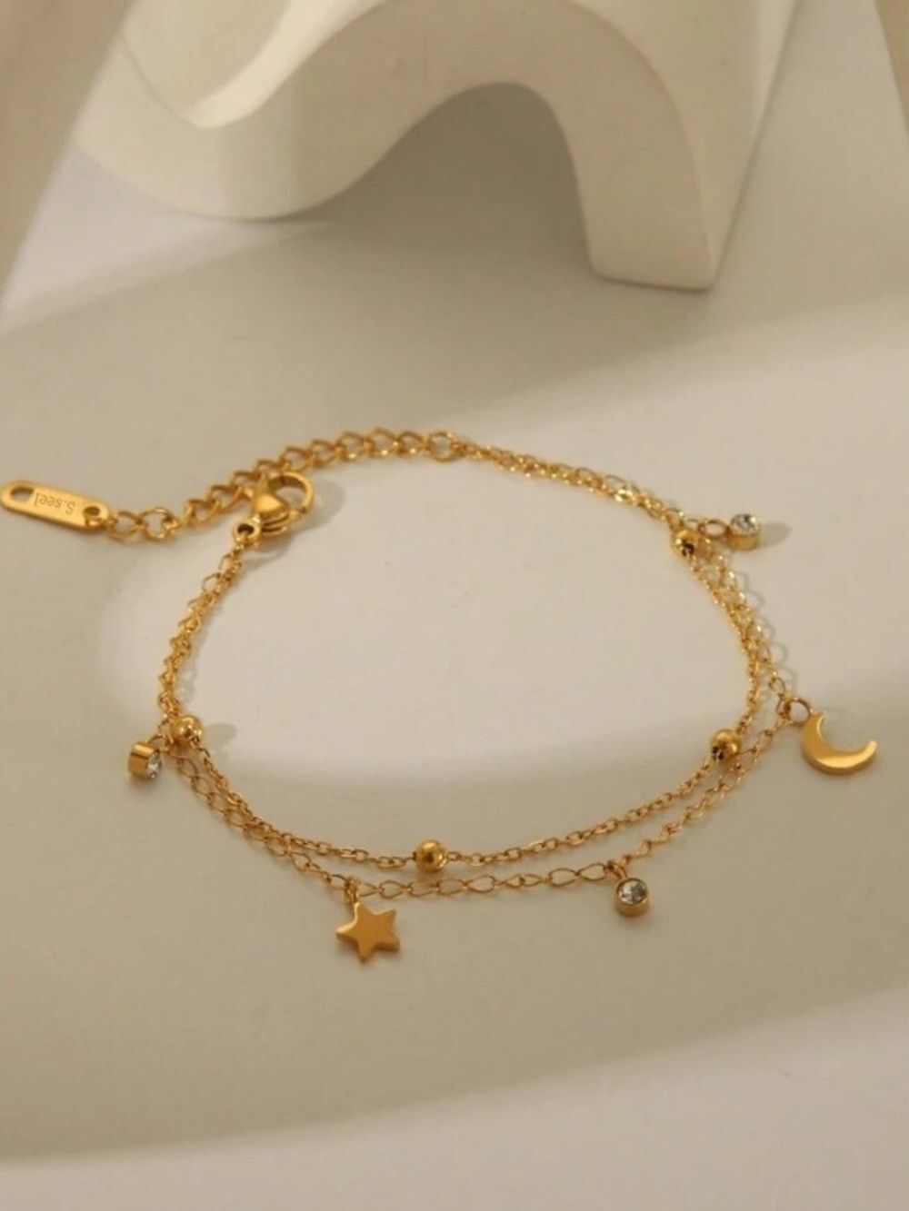 Star & Moon Charm anklet Q1093